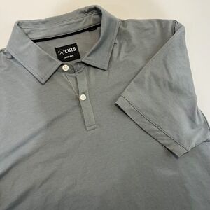CUTS Curve Hem Men's Polo Shirt Medium Gray Short Sleeve Golf Casual Preppy